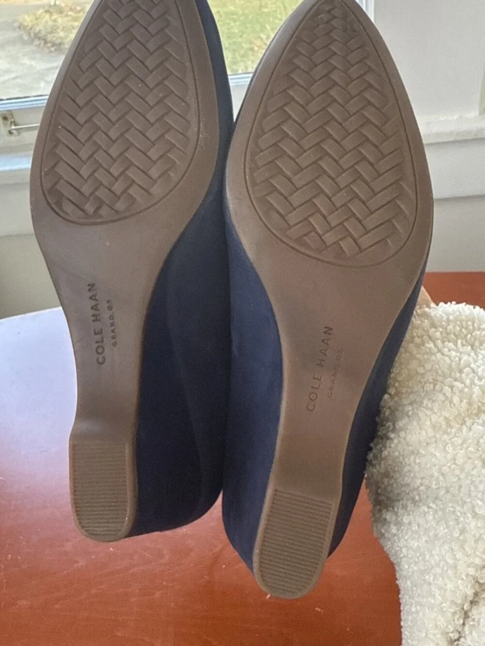 COLE HAAN Women’s Grand Ambition Wedge Pumps Shoes 7.5 waterproof blue suede